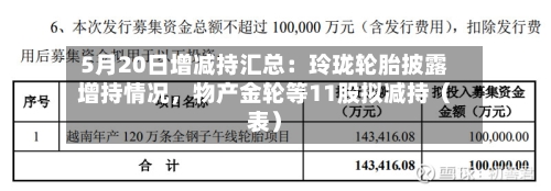 5月20日增减持汇总：玲珑轮胎披露增持情况，物产金轮等11股拟减持（表）-第2张图片